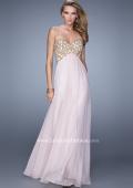 Picture of: Empire Waist Long Prom Dress with Metallic Pearls in Pink, Style: 20931, Main Picture