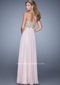 Picture of: Empire Waist Long Prom Dress with Metallic Pearls in Pink, Style: 20931, Back Picture