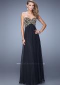 Picture of: Empire Waist Long Prom Dress with Metallic Pearls in Black, Style: 20931, Detail Picture 2
