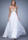 Picture of: Empire Waist Long Prom Dress with Metallic Pearls in White, Style: 20931, Detail Picture 3