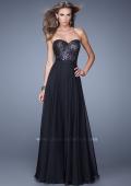 Picture of: Simple Strapless Prom Dress with Beaded Lace Detail in Black, Style: 20937, Main Picture