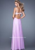Picture of: Full Length Chiffon Prom Dress with Hand Beaded Bra Top in Wisteria, Style: 20942, Back Picture