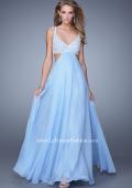 Picture of: Full Length Chiffon Prom Dress with Hand Beaded Bra Top in Blue, Style: 20942, Detail Picture 1