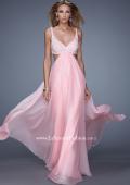Picture of: Full Length Chiffon Prom Dress with Hand Beaded Bra Top in Pink, Style: 20942, Detail Picture 2