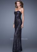 Picture of: Full Length Beaded Lace Dress with Pearl Detailing in Navy, Style: 20943, Main Picture