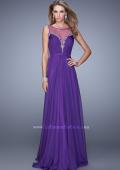 Picture of: Natural Waist Long Chiffon Gown with Beads and Stones in Purple, Style: 20956, Detail Picture 2