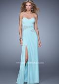 Picture of: Jersey Prom Dress with Sheer Lace Detail in Aqua, Style: 20959, Main Picture