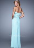 Picture of: Jersey Prom Dress with Sheer Lace Detail in Aqua, Style: 20959, Back Picture
