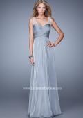 Picture of: Long Chiffon Prom Gown with Embellished Straps in Silver, Style: 20962, Detail Picture 2