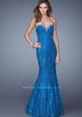 Picture of: Long Lace Mermaid Dress with Multicolored Beading in Blue, Style: 20964, Main Picture