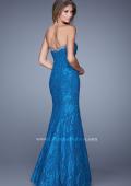 Picture of: Long Lace Mermaid Dress with Multicolored Beading in Blue, Style: 20964, Back Picture