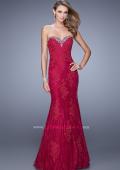 Picture of: Long Lace Mermaid Dress with Multicolored Beading in Red, Style: 20964, Detail Picture 1