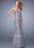 Picture of: Long Lace Mermaid Dress with Multicolored Beading in Silver, Style: 20964, Detail Picture 2