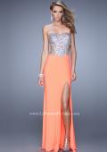 Picture of: Bold Sequined Bodice Prom Dress with Cut Outs in Orange Multi, Style: 20968, Detail Picture 1