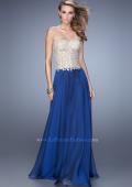 Picture of: Strapless Long Prom Dress with Sheer Corset Bodice in Blue Gold, Style: 20969, Main Picture