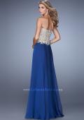 Picture of: Strapless Long Prom Dress with Sheer Corset Bodice in Blue Gold, Style: 20969, Back Picture