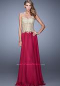 Picture of: Strapless Long Prom Dress with Sheer Corset Bodice in Red Gold, Style: 20969, Detail Picture 3