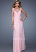 Picture of: Long Chiffon Prom Dress with Gathered Knot Detailing in Pink, Style: 20978, Main Picture