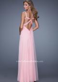 Picture of: Long Chiffon Prom Dress with Gathered Knot Detailing in Pink, Style: 20978, Back Picture