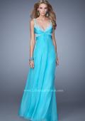 Picture of: Long Chiffon Prom Dress with Gathered Knot Detailing in Aqua, Style: 20978, Detail Picture 1