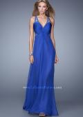 Picture of: Long Chiffon Gown with Jeweled Cut Out Straps in Blue, Style: 20983, Main Picture