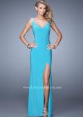Picture of: Sleeveless Prom Dress with V Neck and Rhinestones in Aqua, Style: 20984, Main Picture