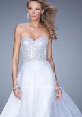 Picture of: Sequined Bodice Long Chiffon Prom Dress in White, Style: 20985, Detail Picture 1