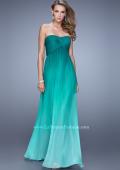 Picture of: Long Ombre Chiffon Prom Dress with Gathered Waist in Green, Style: 20986, Detail Picture 1