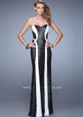 Picture of: Floor Length Strapless Gown with Pearls and Sequins in Black White, Style: 20987, Detail Picture 1