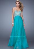 Picture of: Strapless Chiffon Gown with Tiered Skirt and Beading in Aqua, Style: 20994, Main Picture