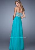 Picture of: Strapless Chiffon Gown with Tiered Skirt and Beading in Aqua, Style: 20994, Back Picture