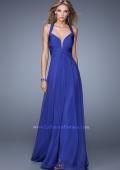 Picture of: V Neckline Long Prom Dress with Sheer Fabric Detail in Blue, Style: 20995, Main Picture