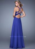 Picture of: V Neckline Long Prom Dress with Sheer Fabric Detail in Blue, Style: 20995, Back Picture