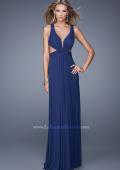 Picture of: Net Jersey Long Dress with Cutouts and Twisting in Navy, Style: 21006, Back Picture
