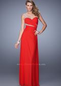 Picture of: One Shoulder Prom Dress with Cut Outs and Rhinestones in Red, Style: 21011, Detail Picture 1