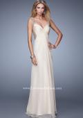 Picture of: Long Chiffon Gown with Knotted Bust and Beading in Nude, Style: 21012, Main Picture