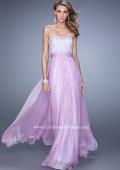 Picture of: Gathered Waistband Long Prom Dress with Crystal Beads in Wisteria, Style: 21015, Main Picture