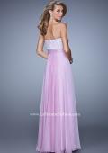 Picture of: Gathered Waistband Long Prom Dress with Crystal Beads in Wisteria, Style: 21015, Back Picture