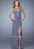 Picture of: Scattered Stone Long Prom Dress with Side Leg Slit in Gray, Style: 21018, Main Picture