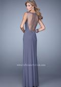 Picture of: Scattered Stone Long Prom Dress with Side Leg Slit in Gray, Style: 21018, Back Picture
