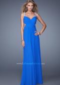 Picture of: Long Prom Dress with Beaded Straps and Cut Out Back in Blue, Style: 21021, Back Picture