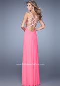 Picture of: Long Prom Dress with Beaded Straps and Cut Out Back in Pink, Style: 21021, Detail Picture 5