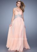 Picture of: Long Strapless Gown with Gathered Bodice and Pearls in Orange, Style: 21022, Detail Picture 1