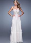 Picture of: Long Strapless Gown with Gathered Bodice and Pearls in White, Style: 21022, Detail Picture 2