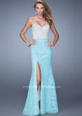 Picture of: Strapless Lace Dress Encrusted with Pearls and Stones in Aqua, Style: 21023, Main Picture