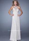 Picture of: Chiffon Halter Gown with Pearl Encrusted Embroidery in White, Style: 21025, Main Picture