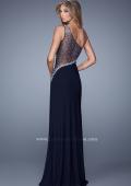 Picture of: Long One Shoulder Prom Dress with Iridescent Stones in Black, Style: 21026, Back Picture
