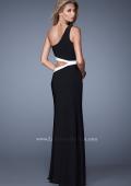 Picture of: Bold One Shoulder Prom Dress with Contrasting Trim in Black, Style: 21029, Detail Picture 1