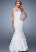 Picture of: Long Lace Mermaid Gown with Pearls and Rhinestones in White, Style: 21034, Main Picture