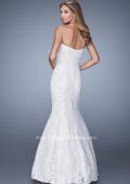 Picture of: Long Lace Mermaid Gown with Pearls and Rhinestones in White, Style: 21034, Back Picture